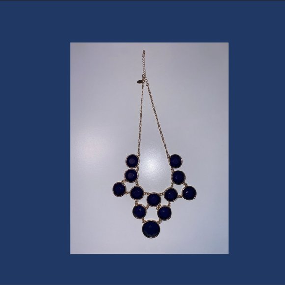 Adjustable Royal Blue & Gold Statement Necklace - Picture 3 of 4